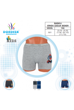 DONDEZA BASKILI ERKEK ÇOCUK BOXER 12!Lİ PAKET 