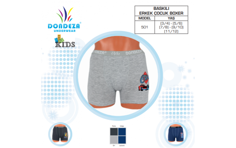 DONDEZA BASKILI ERKEK ÇOCUK BOXER 12!Lİ PAKET 