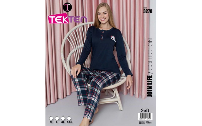 Tekten 3270 Soft Uzun Kol Kadın Pijama Takımı 