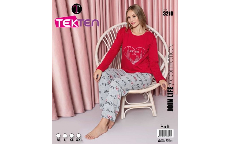 Tekten 3210 Soft Penye Battal Kadın Pijama Takımı 