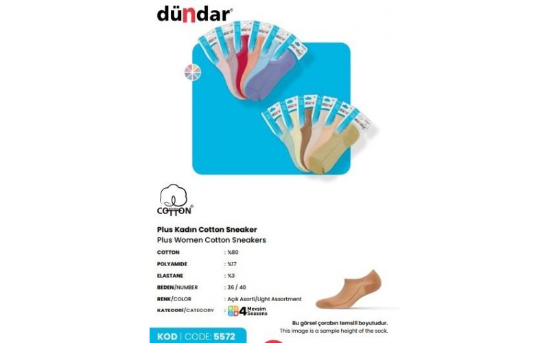 Dündar 6876 Plus Modal Sneaker  asorti 12'li paket 