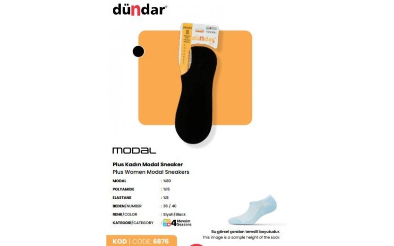 Dündar 6876 Plus Modal Sneaker  siyah 12'li paket 